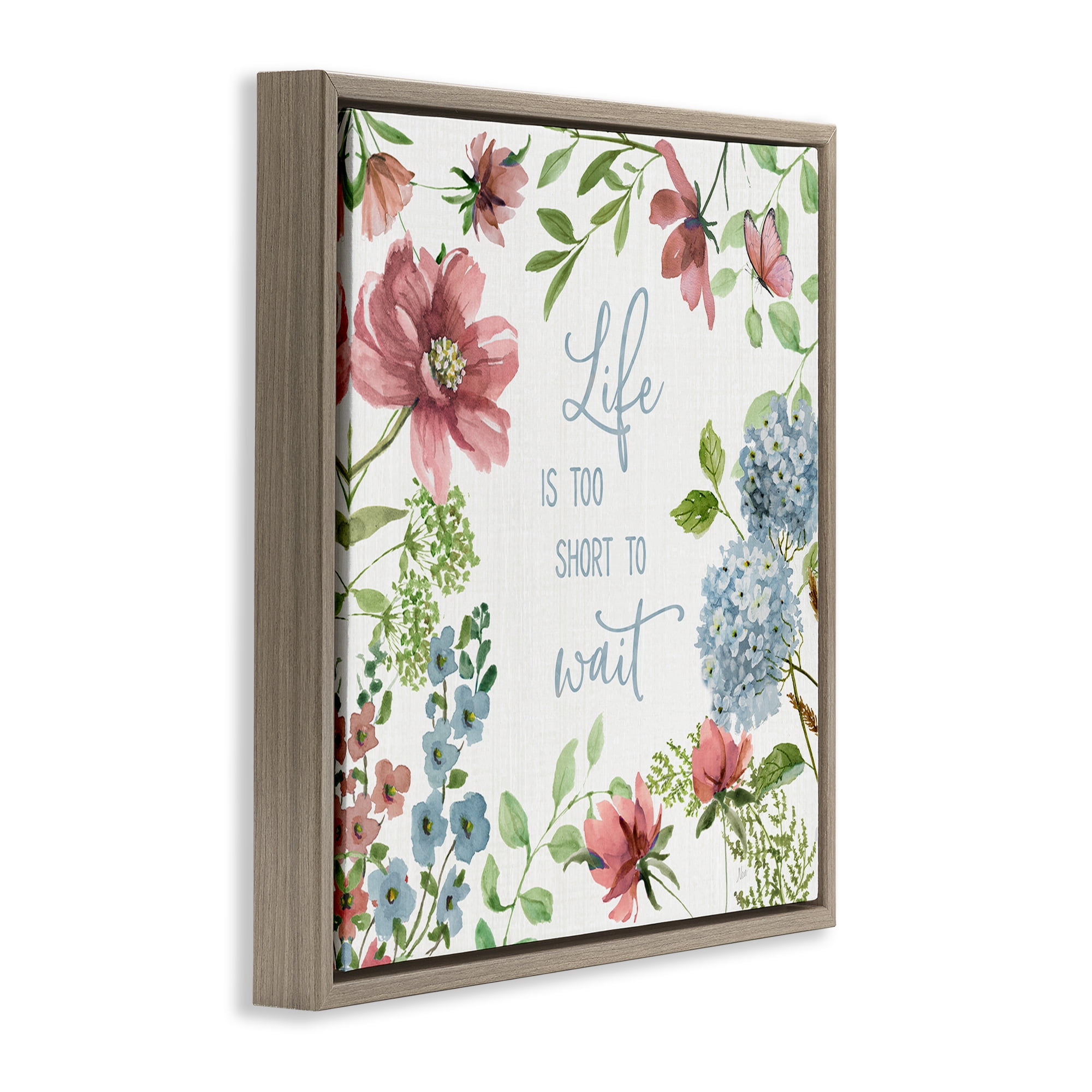 Stupell Industries Too Short To Wait Brown Framed Floater Canvas Wall Art, design by Nan