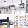 thumbnail image 4 of DWVO Square Crystal Chandeliers, Kitchen Island Lighting Pendant Light Fixtures,Crystal Ceiling Light for Bedroom Hallway Living Room,E26 Base,Black, 4 of 5