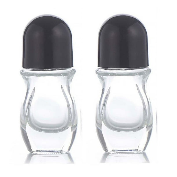 Botellas de rodillo de vidrio 2 piezas | Envase vacío de desodorante a prueba de fugas | Rodillo de masaje para aceites esenciales o líquidos | Vaso transparente recargable 30ml/50ml | Roll-On suave
