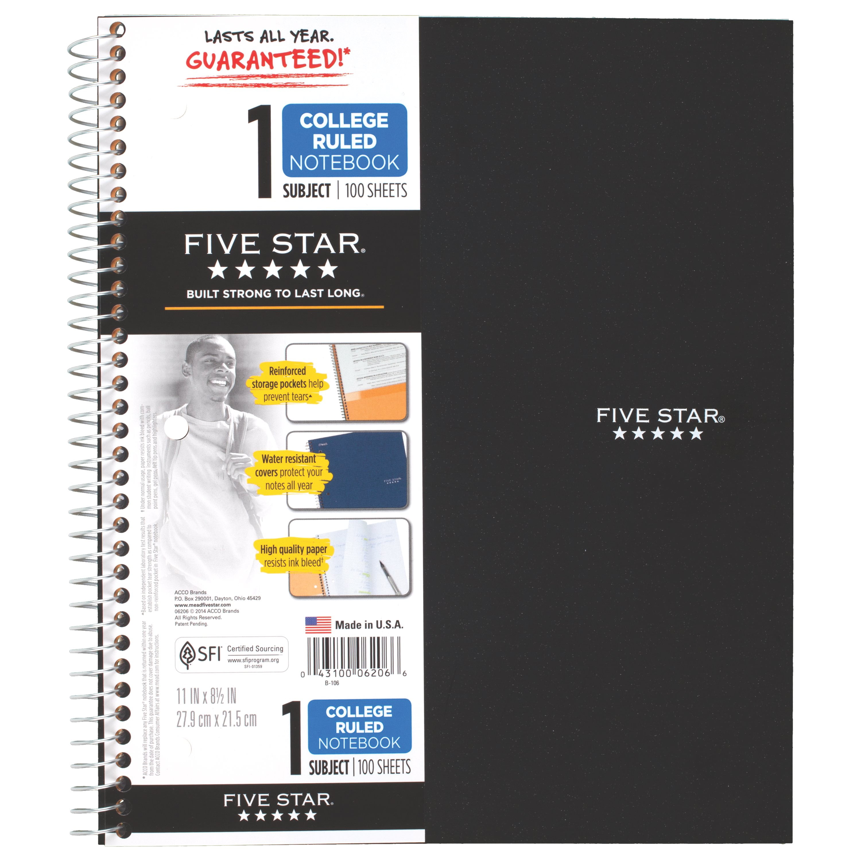 Check Ad 6 PACK  Five Star Spiral Notebooks 1 Subject 100 College Ruled Sheets 