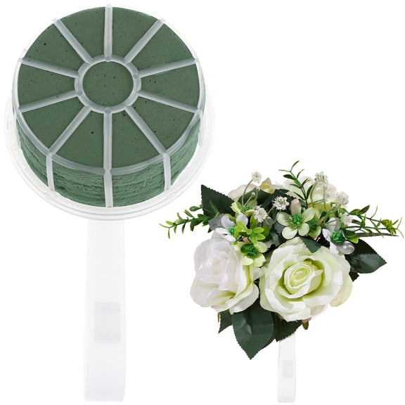 FELTECHELECTR 2-Pack Plastic Bouquet Holders Wedding Floral Handle Bride Bridesmaid Flower Base Green