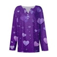 thumbnail image 4 of Valentine Clothes for Women Henley Button Down V- Neck Lightweight Top 2026 Plus Size Tees Heart Graphic Long Sleeve Tshirts, 4 of 5