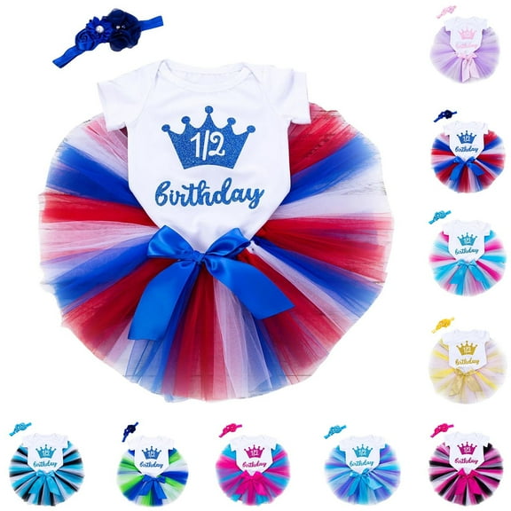 Uxgjfwu Baby Outfits Short Sleeve Shirts Round Neck Top With Headband And Mesh Skirt Set For Girls Outfit