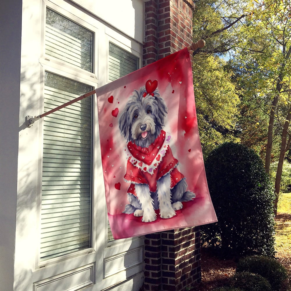 Bergamasco Sheepdog My Valentine House Flag 28 in x 40 in