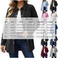 thumbnail image 4 of Women Waffle Knit Shacket Sevevn Point Collar Button Down Oversized Fit Textured Waffle Fabric Dual Chest Pockets Long Sleeve Outerwear For Daily Casual Wear, 4 of 8