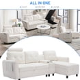 thumbnail image 3 of Onbeam Sectional Sofa with Storage Chaise and Cup Holders, Living Room L-Shaped Sofa Couch, Modern Sofa Bed for Home and Office, Beige, Polyester, 3 of 6