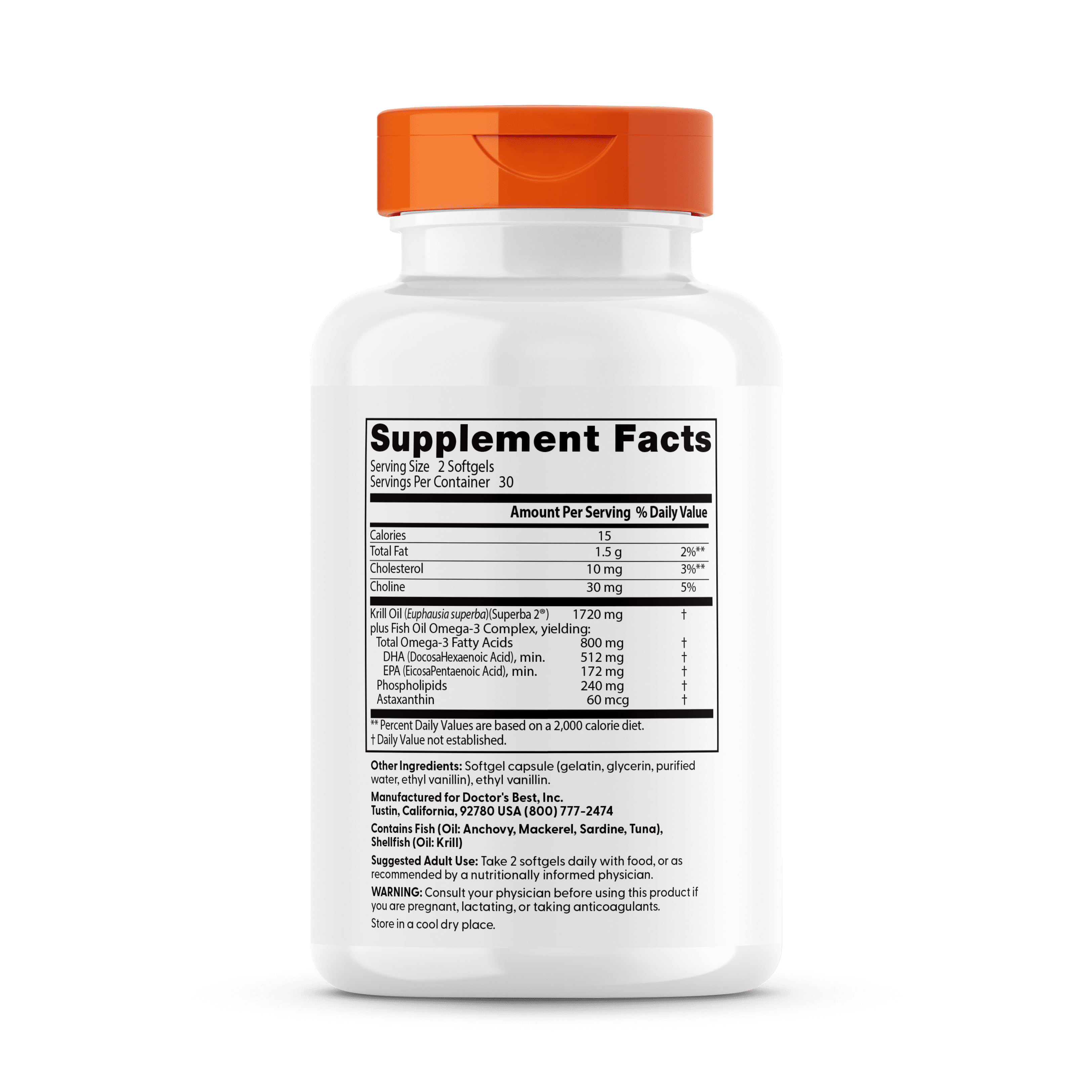 Doctor's Best Enhanced Krill Plus Omega-3 Softgels, 60 Ct