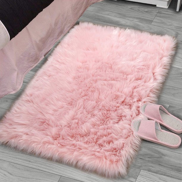 LOCHAS Ultra Soft Fluffy Rugs Faux Fur Sheepskin Area Rug for Bedroom