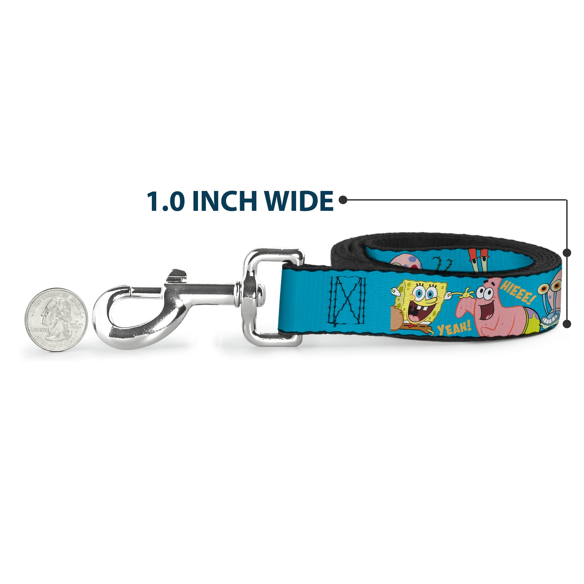 Nickelodeon Pet Leash, Dog Leash, SpongeBob SquarePants and Friends Poses Blue, 6 Feet Long 1.0 Inch Wide