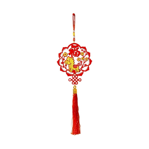 Decoración colgante de Año Nuevo chino colgante rojo decorativo tradicional 2026 para Flor de ciruelo