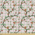 thumbnail image 2 of Ambesonne Floral Fabric by the Yard Upholstery, Sakura Tree Branches, 1 Yard, Rose Salmon Jade Green, 2 of 5
