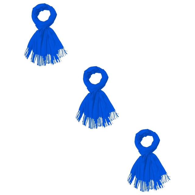 Bufanda De Invierno Mujer Suave Diseño De La Tela Liso 3 Piezas Azul Unitalla