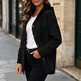 thumbnail image 6 of Iyufng Womens Hooded Corduroy Jackets Button Down Long Sleeve Casual Coat with Chest Pockets and Drawstring Hood, 6 of 9