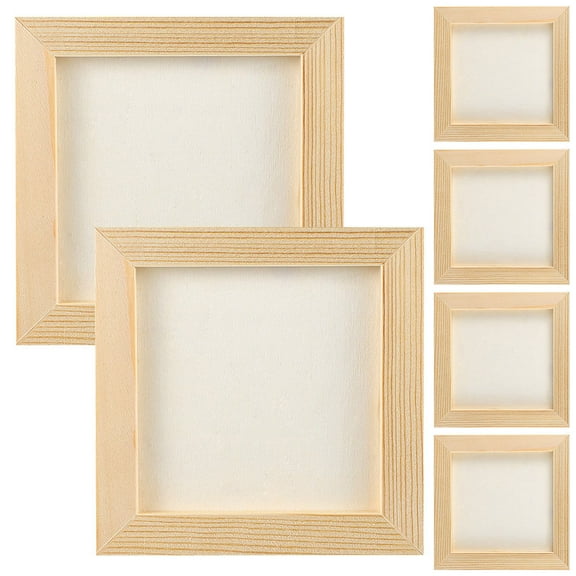 NUOLUX 6Pcs Framed Blank Canvas for Diy Art Projects Home Decor Square Beige