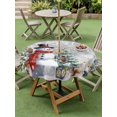 thumbnail image 3 of Outdoor Tablecloth with Umbrella Hole and Zipper, Christmas Grey Round Table Cloth 60 Inch Waterproof Tablecloth, Snowman Xmas Pine Tree Winter Snowflakes Picnic Table Cover for Patio Camping, 3 of 7