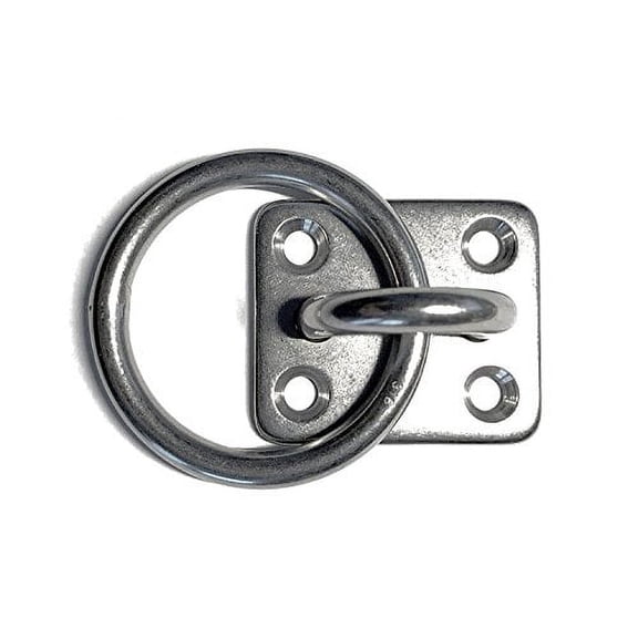 Stainless Steel 316 Square Pad Eye with Ring 1/4" (6mm) Marine Grade