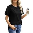 thumbnail image 5 of UVN Blouses for Women Summer Short Sleeve Shirts Casual Crew Neck Pleated Tunic Tops, 5 of 10