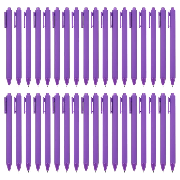 Uxcell 50 Pack Black Barrel Click Pens, 1.0MM Black Ink Retractable Ballpoint Pens, Medium Point Office Supplies, Purple