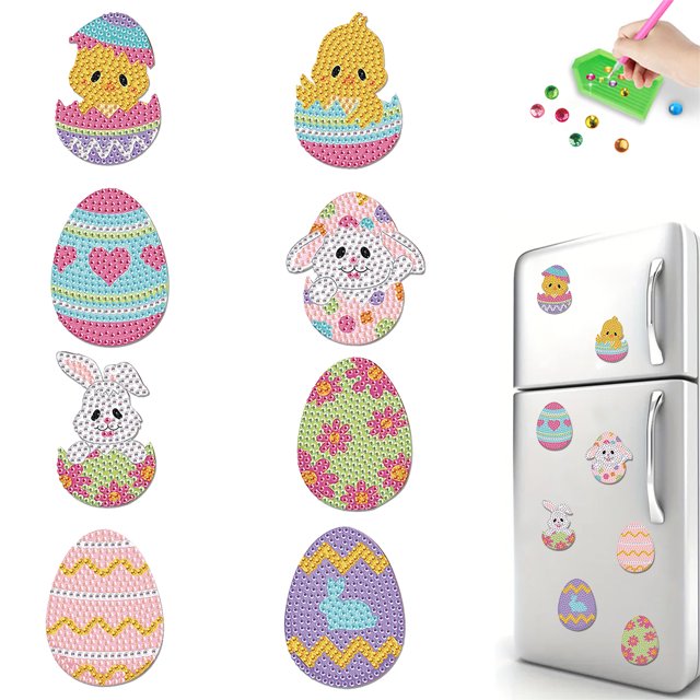 Imán para Nevera Con Arte Diamante 8 Uds. Pascua