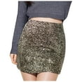 thumbnail image 1 of Vedolay Mini Skirts Women's High Waist Flared Skirt Pleated Midi Skirt with Pocket,Gold M, 1 of 5
