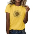thumbnail image 2 of Njagoc3 Classic Fit Womens Basic Crewneck Short Sleeve Sunflower Graphic Print Breathable PolyCotton Casual Summer Tee, 2 of 6