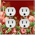 thumbnail image 1 of Metal Light Switch Plate Outlet Cover Tropical Pink Flamingo Flower Leaves Burgundy FGO009, 1 of 13