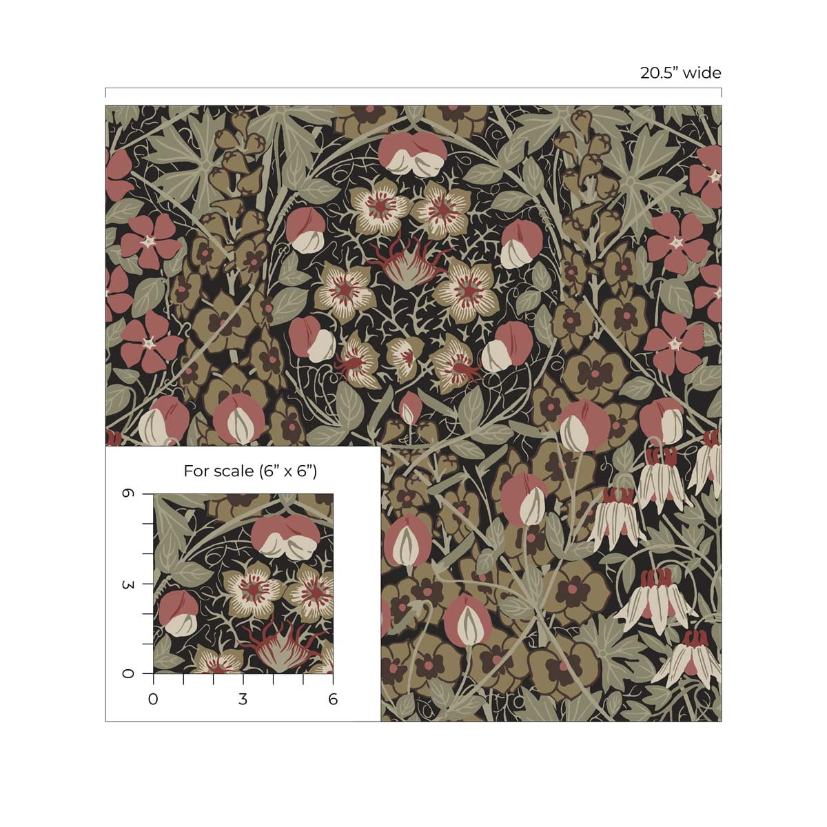 NextWall Ebony & Red Clay Tulip Garden Peel and Stick Wallpaper