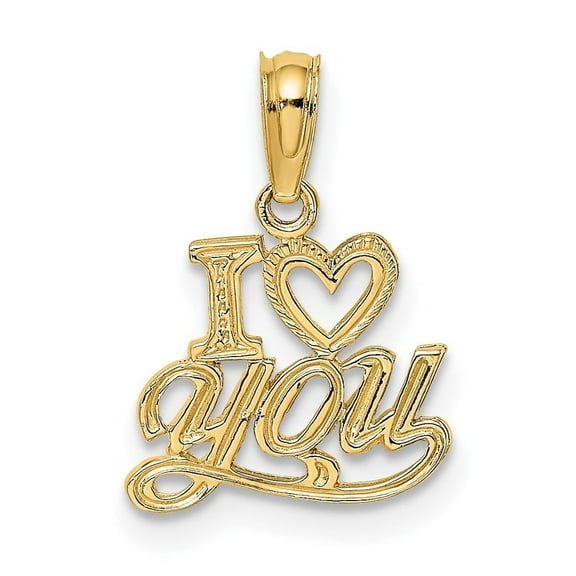 Auriga Fine Jewelry 14K Yellow Gold & Textured I Heart You Charm Pendant (L- 14.2 mm,W-12.45 mm) for Women