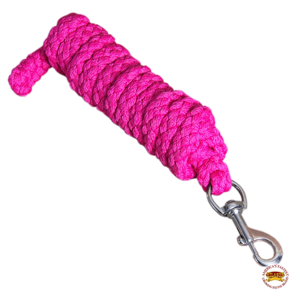 Horse Riding Poly Horse Roping Lead Rope Pink 1/4 Inx8 Ft Snaps