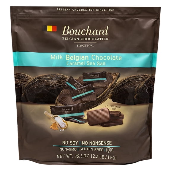 Bouchard Belgian Milk Chocolate Caramel Sea Salt Napolitains 35.2 oz (2.2 LB/1kg)