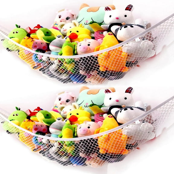Stuffed Animal Hammock Corner Teddy Bear Holder Nets White Toy Hammock for Stuffed Animals Storage, 2 Pack - XWGJ