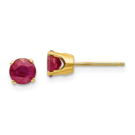 Roy Rose Jewelry 14K Yellow Gold 5mm Ruby Earrings - July 1.4-Carat tw