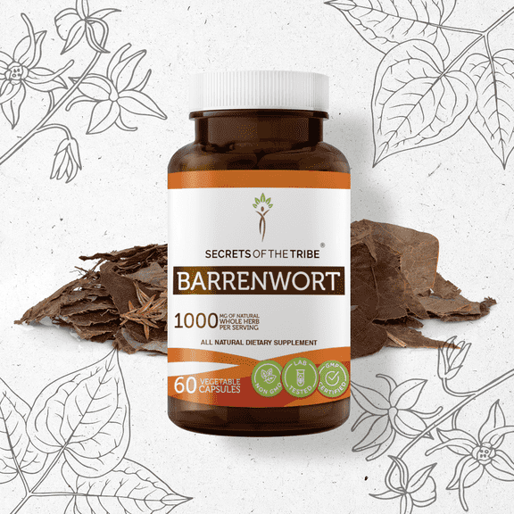 Secrets Of The Tribe Barrenwort Capsules Dietary Supplement, Natural Herbal Capsules for Energy Support, Barrenwort (Horny goat weed, Epimedium Grandiflorum) Dried Leaf, 60 Capsules