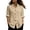 Beige, variant on Women's Blouse Mandarin Collar Blouse Long Sleeve Button Top Crinkle Fabric Shirt Casual Summer Blouse V-Neck Button-Down Relaxed Fit Solid Color Spring/Summer Top, White