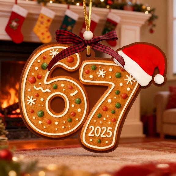 WKSCLPAI 67 Christmas Ornament, Funny 67 Small Acrylic Decorations for Christmas Tree, 67 Ginger_bread Ornaments, 67 Christmas Wrapping Paper Decor Ornaments Birthday Gifts, #GF