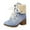 1Blue, variant on Women Lace up Fold Over Ankle Boots Block Heel Winter Warm Booties Fashion Denim Warm Furry Lined Round Toe Dressy Short Boots