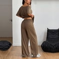 thumbnail image 6 of 2 Piece Sets for Women Plus Size Going out Round-Neck Short Sleeve And Long Pants Casual 2PC Sets, 6 of 6