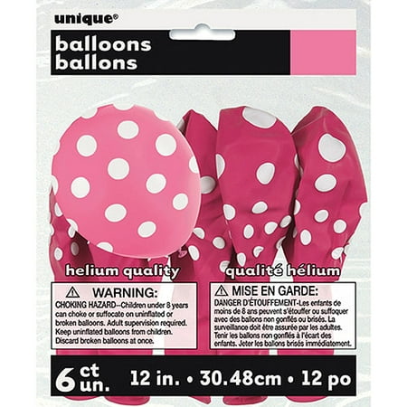 Latex Polka Dot Balloons, Hot Pink, 12in, 6ct