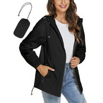 ZHENWEI Women's Waterproof Rain Jackets Lightweight Packable Raincoats Outdoor Hooded Windbreaker with Pockets