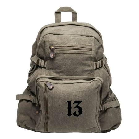 Lucky Number 13 Army Sport Heavyweight Canvas Backpack