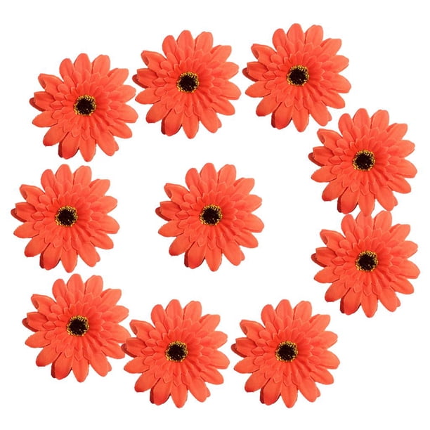 10 piezas de flores a granel, cabezas de flores falsas, girasoles, cabeza artificial para álbumes de recortes Mandarina