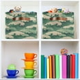 thumbnail image 6 of Yayeee 2 Pack Canvas Storage Basket with Handles for Shelves Fabric Bins Closet Organizer, Green Wave Pattern, 6 of 8