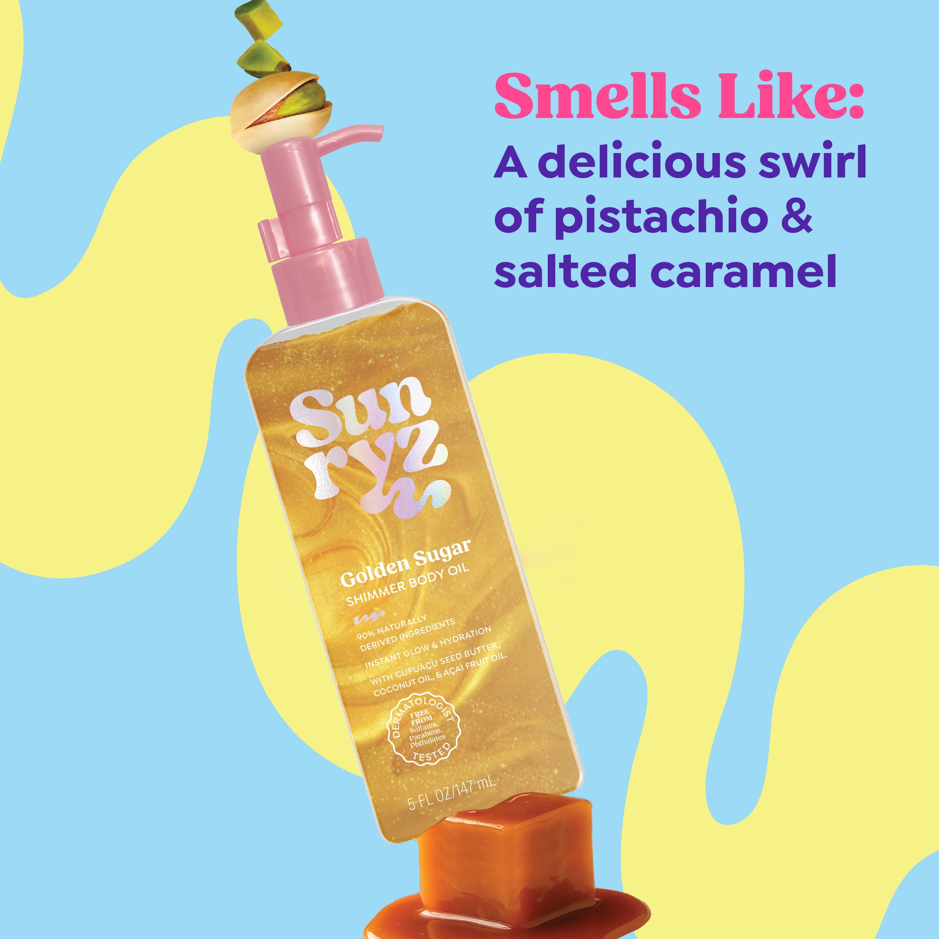 Sunryz Golden Sugar Shimmer Body Oil, Soft Golden Glow, 5 fl oz