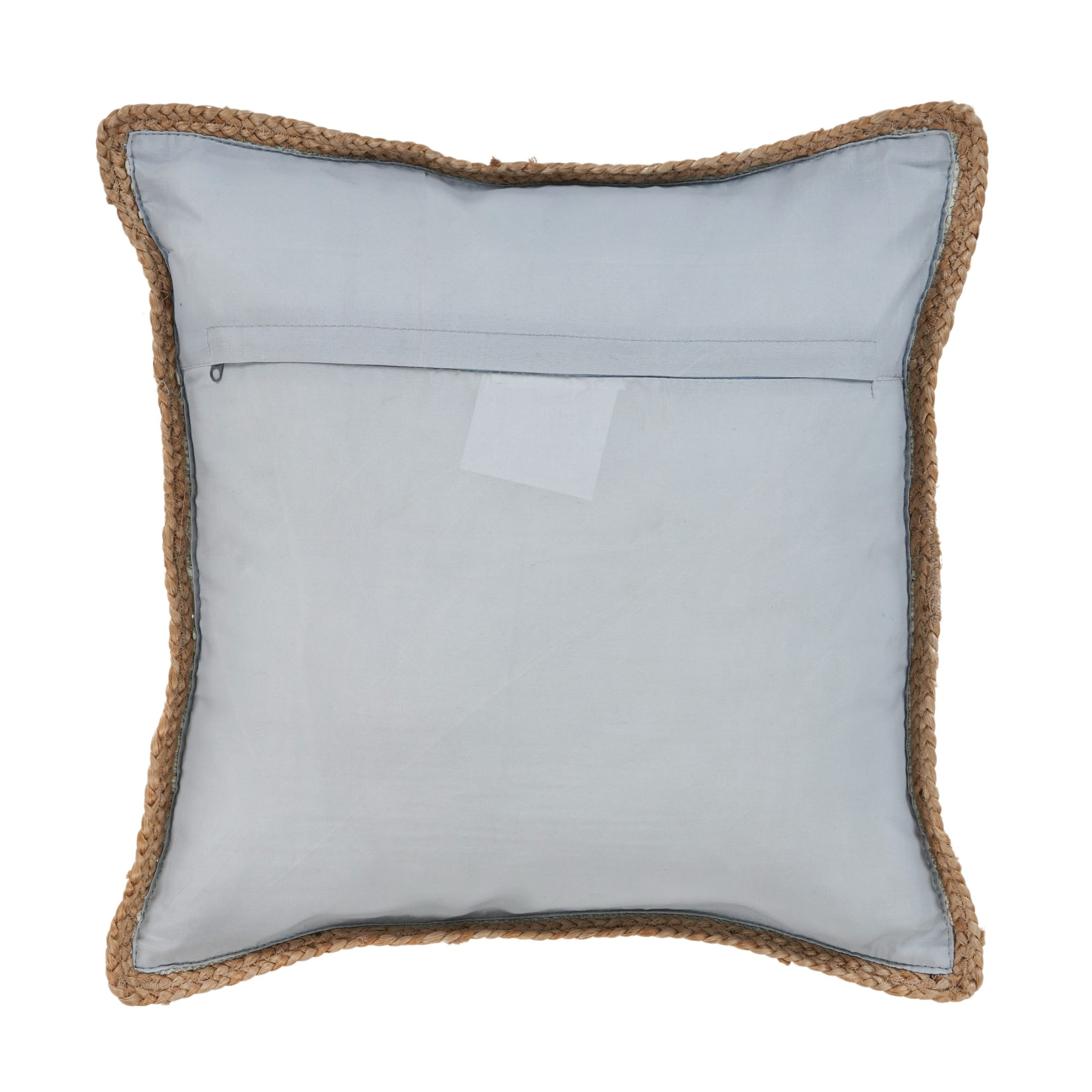 Laddha Home Designs Handwoven Flanged Border Cotton Throw Pillow Cover - 20" - Blue and Tan