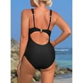 thumbnail image 5 of Sociala Ruched V Neck One Piece Swimwear Tummy Control Bath Suit Adjustable Straps Swimsuit, 5 of 6
