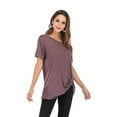 thumbnail image 6 of Tinglu Women Top Tees Side Twist Knotted Tops Casual Tunic Basic Shirts, 6 of 7
