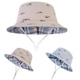 thumbnail image 2 of Cartoon Fish Print Kids Summer Sun Hat UV Protection Bucket Cap with Chin Strap, 2 of 10