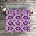 thumbnail image 2 of Ambesonne Geometric Quilted Coverlet 3 Pcs, Circular Lines Rings, Queen Size, Purple, 2 of 2
