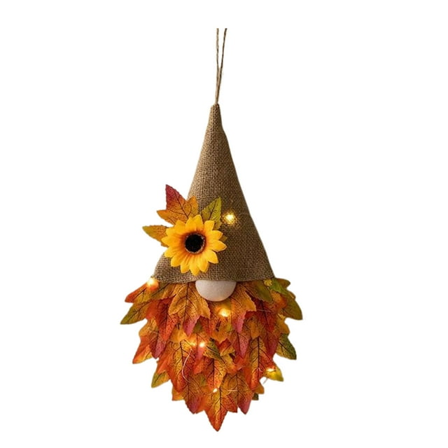 Billuyoard festiva de otoño con hojas artificiales para entrada colorida, de otoño, coronas para puertas de casa Kits de decoración para fiestas con lámpara