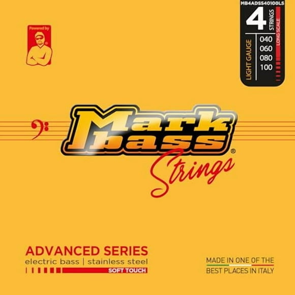 DV Mark Advanced Series - Electric Bass Strings Set of 4,  Light Gauge (40-100) - Stainless Steel Bass Guitar Strings, Long Scale & Soft Touch